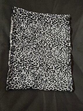 Zenana Outfitters Black & White Smocked Leopard Tube Top